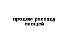  продам рассаду овощей